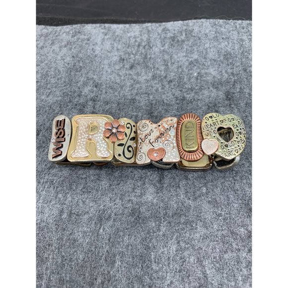 Mother Bracelet Stretch Bracelet  7" Gold and Silver Tones - Picture 4 of 6